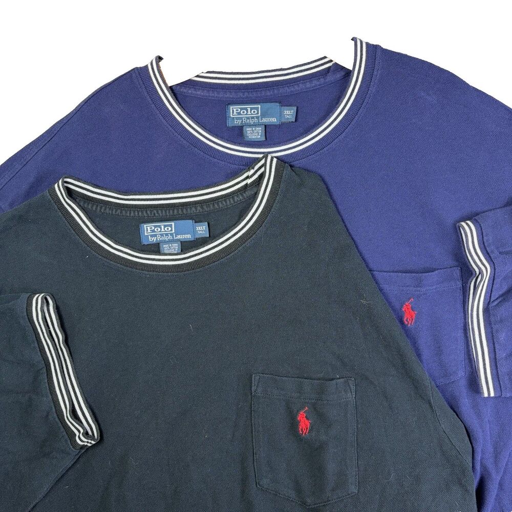 Vintage Polo Ralph Lauren Pocket T-Shirt Lot of 2 Mens 3XLT Pony Short Sleeve